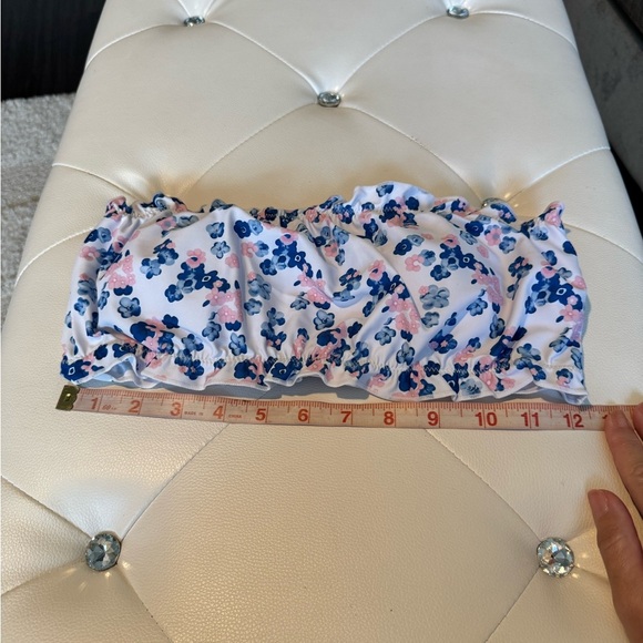 White Pink Blue Floral Bandeau Tube top Strapless Bikini Size Medium NWT New - Picture 11 of 13